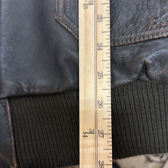 Men's Dark Brown Leather Bomber Jacket - Picture 12 of 12